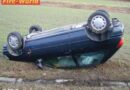 Nö: Pkw kam nach Unfall am Dach zum Liegen