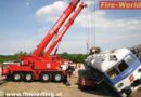 Nö: Übung: Eingleisen eines Eisenbahnwaggons mit zwei 48t-Feuerwehrkränen