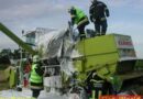 Nö: Mähdrescherbrand am Feld in Sollenau