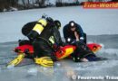 Oö: Eisrettungsübung der Feuerwehr Traun