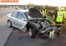 Nö: Fahrzeugbrand nach Unfall im Baustellenbereich der A2