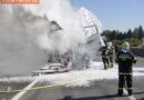 Oö: Fahrzeugbrand nach Verkehrsunfall auf der Westautobahn A1