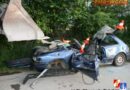 Bgld: Techn. Einsatzübung: Unfall mit Bagger und zwei (platten) Pkws