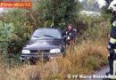 Nö: Pkw rutscht auf regennasser Fahrbahn in den Graben