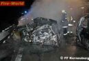 Nö: Massenkarambolage auf der A22, eine Person verbrannt