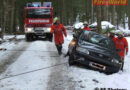 Sbg: Bergung eines Pkws auf Forststraße in Thalgau