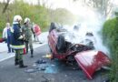 Oö: Pkw begann während Rettungseinsatz nach Unfall zu brennen