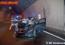 T: Pkw bei Unfall im Bergiseltunnel völlig zerstört