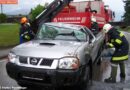 Oö: Pick Up bei Unfall in Ohlsdorf auf Dach gelandet