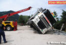 Tirol: Lkw beim Entladen von Sand umgekippt -> Treibstoffverlust