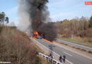 Ktn: Spraydosen-Lkw auf Südautobahn umgestürzt und in Flammen