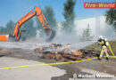 Nö: Presscontainer am Areal der SCS Vösendorf in Brand