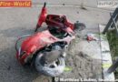 Oö: Moped begann nach Unfall zu brennen