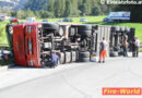Tirol: Lkw im Kreisverkehr in Wörgl umgekippt