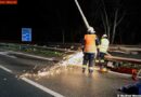 Nö: Unfall auf der S5 -> Pkw bringt eine Straßenlaterne in Schräglage