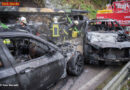 Oö: Pkws brennen auf Autotransporter – hoher Schaden (+Video)