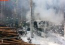 Stmk: Harvester mitten im Wald in Vollbrand