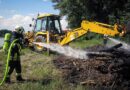 Nö: Holzhaufen am Donautreppelweg in Brand geraten