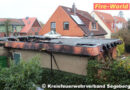 D: Großfeuer zerstört Garagenkomplex sowie Anbau eines Einfamilienhauses