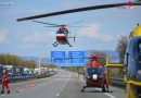 Deutschland: Schwerer Verkehrsunfall auf der A5 am Kreuz Walldorf: Zwei Lkw klemmen Pkw ein: ein Todesopfer und zwei Schwerverletzte