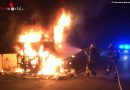 Deutschland: Lkw-Zugmaschine in Flammen – Auflieger rechtzeitig abgekuppelt