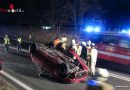 Vbg: Auto bei Unfall auf der A14 bei Frastanz am Dach gelandet