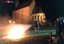 Nö: Feuerwehr Imbach trainiert am Fire Trainer und Fahrzeug