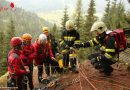 Stmk: Menschenrettungsübung der FF Kindberg Dörfl, Bergrettung Kindberg und FF Hadersdorf