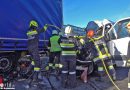 Nö: Kleintransporter prallt auf der A21 gegen Sattelzug – 1 Toter
