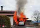 Ktn: Pkw unter Unterstand in Kötschach-Mauthen lichterloh in Flammen