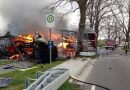 Deutschland: Sattelschlepper mit Holzfertigteilhaus gegen Baum gekracht und in Flammen aufgegangen