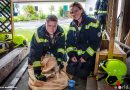 Stmk: Rettung eines Storches durch die Feuerwehr Mooskirchen