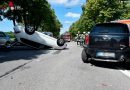 Bayern: Zwei Verletzte bei Verkehrsunfall mit Auto-Dachlandung in München