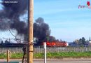 Nö: Mehrere Güterwaggons im Bahnhof Pfaffstätten lichterloh in Flammen