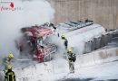 Oö: Brennender Gefahrengut-Transporter auf der A9 bei St. Pankraz