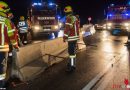 Oö: Unfall in Pasching → Pkw gegen Betonleitwand, weiterer Pkw gegen Ersthelfer-Auto