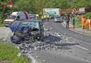 Oö: Betonblock fällt in Schleißheim von Krananhänger und trifft entgegenkommendes Auto (+Video)