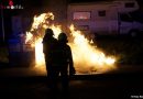 Oö: Nächtlicher Containerbrand auf Recycling-Insel in Steyr