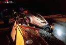 Oö: Pkw stürzt bei einer Brückenbaustelle in die Baugrube