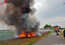 Nö: Mähdrescher in Vollbrand – Lenker verhindert Brandübergriff auf ein Feld