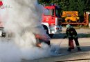 Nö: Praktische Erprobung von Wasser, Schaum und Pulverlöscher