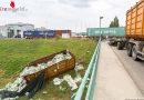 Nö: Lkw-Anhänger von Zug gerammt -> Container stürzt von Brücke (+Video)