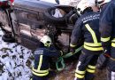 Bgld: Pkw bleibt nach Unfall auf der Fahrerseite liegen