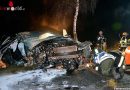 Oö: Totalsperre der B137 nach Unfall mit eingeklemmter Person