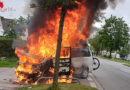 Bayern: Campingbus in München in Vollbrand