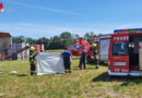 Oö: Bergetau-Rettung einer am Dach verletzten Person in Vorchdorf