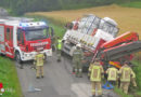 Bgld: Lkw in Schräglage mit Seilwinden und Traktor geborgen