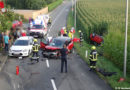 Oö: Pkw landet nach einer Kollision am Dach