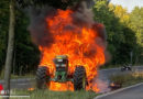 D: John Deere geht nach technischem Defekt in Neubrandenburg in Flammen auf