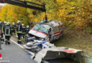 Bgld: Rettungsfahrzeug bei Stoob mehrfach überschlagen & Pkw-Brand in Oberpullendorf